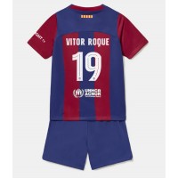 Dres Barcelona Vitor Roque #19 Domáci pre deti 2023-24 Krátky Rukáv (+ trenírky)